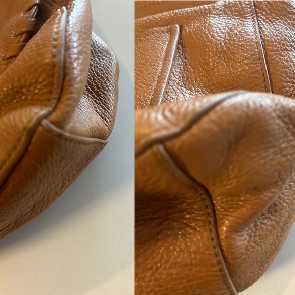 Tory Burch Marion Whipstitch Leather Saddle Convertible Chain Crossbody Tan Bag - Picture 10 of 10